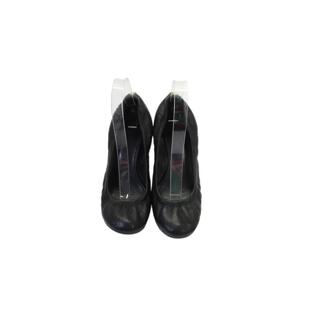 Tory Burch Womens Leather Slip On Round Toe Wedge Heels Black Size 7.5